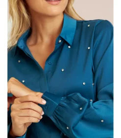 Alma en Pena Camisas|CAMISA SATINADA PEDRERÍA