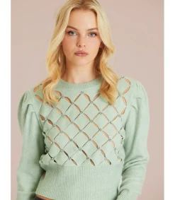 Alma en Pena Jerséis|JERSEY CROP CALADO CON PEDRERÍA