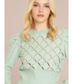 Alma en Pena Jerséis|JERSEY CROP CALADO CON PEDRERÍA