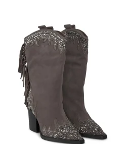 Alma en Pena Botas De Tacón|MEDIA BOTA BRILLANTE FLECOS