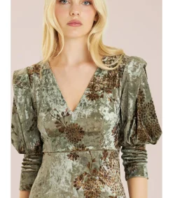 Alma en Pena Vestidos Largos|VESTIDO TERCIOPELO MANGA ABULLONADA